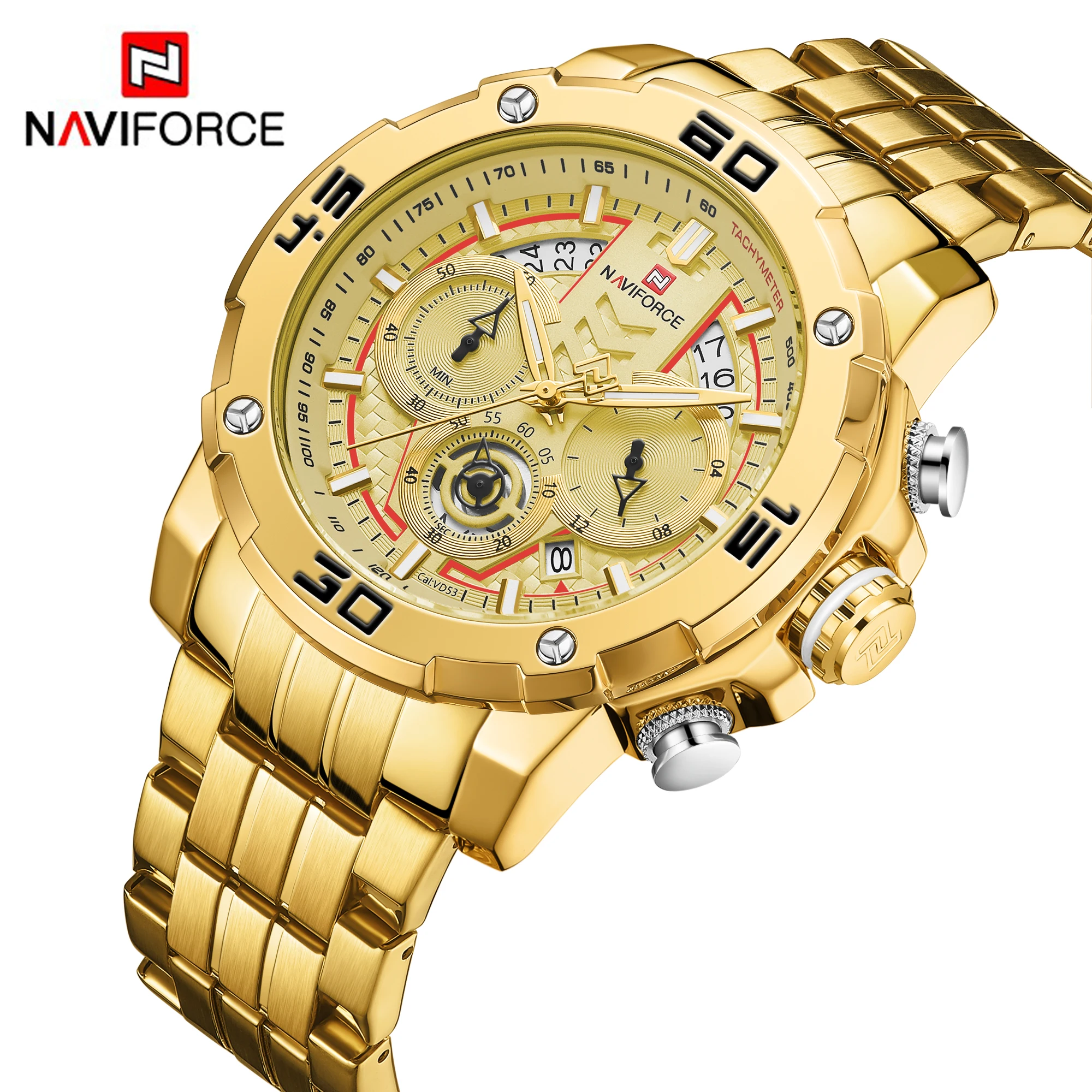 

Discount Naviforce 9175 Mens steel or leather strap quartz wristwatches men gold clock waterproof watch relogio masculino