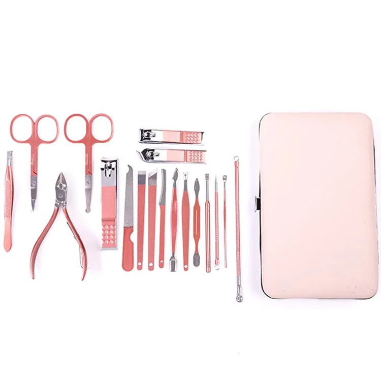 

Rose Gold Manicure Set Nail Cuticle Pusher Clipper Scissor Tweezer Picker Pedicure Knife Stainless Steel Nail Art Tools, Pink