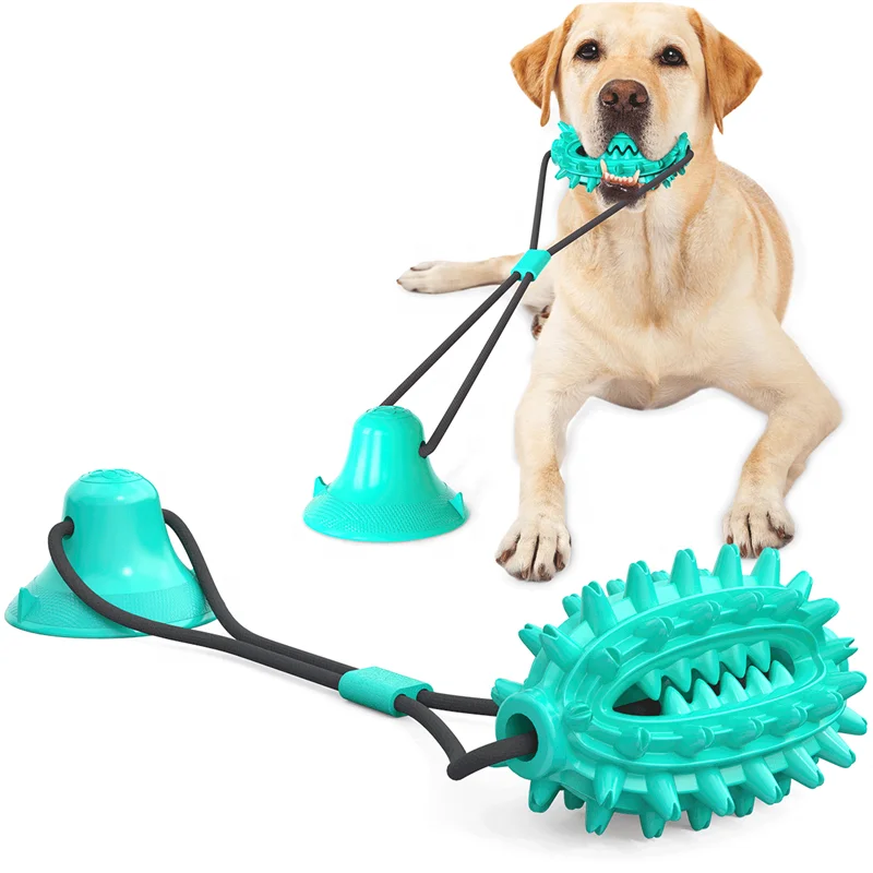 

High Quality Bite Resistance Pet Dog Toy Cactus Pull Ball With Suction Cup Dog Chew Toys, Blue,yellow,green