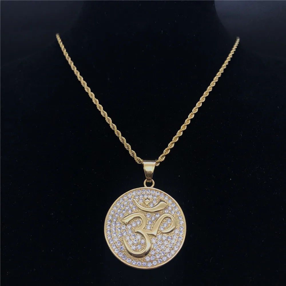 

Beiyan jewelry wholesale high quality OM Symbol charm stainless steel gold diamond Pendant, Gold,silver