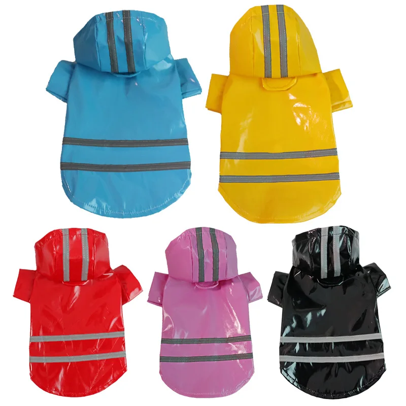 

wholesale in stock all season waterproof PU leather reflective strip little small and medium size puppy dog raincoat