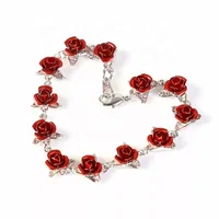

Factory Direct Sell Open Bracelet Rose Flower Finger Bracelet For Women Valentine's Day Gift Jewelry Forever Love