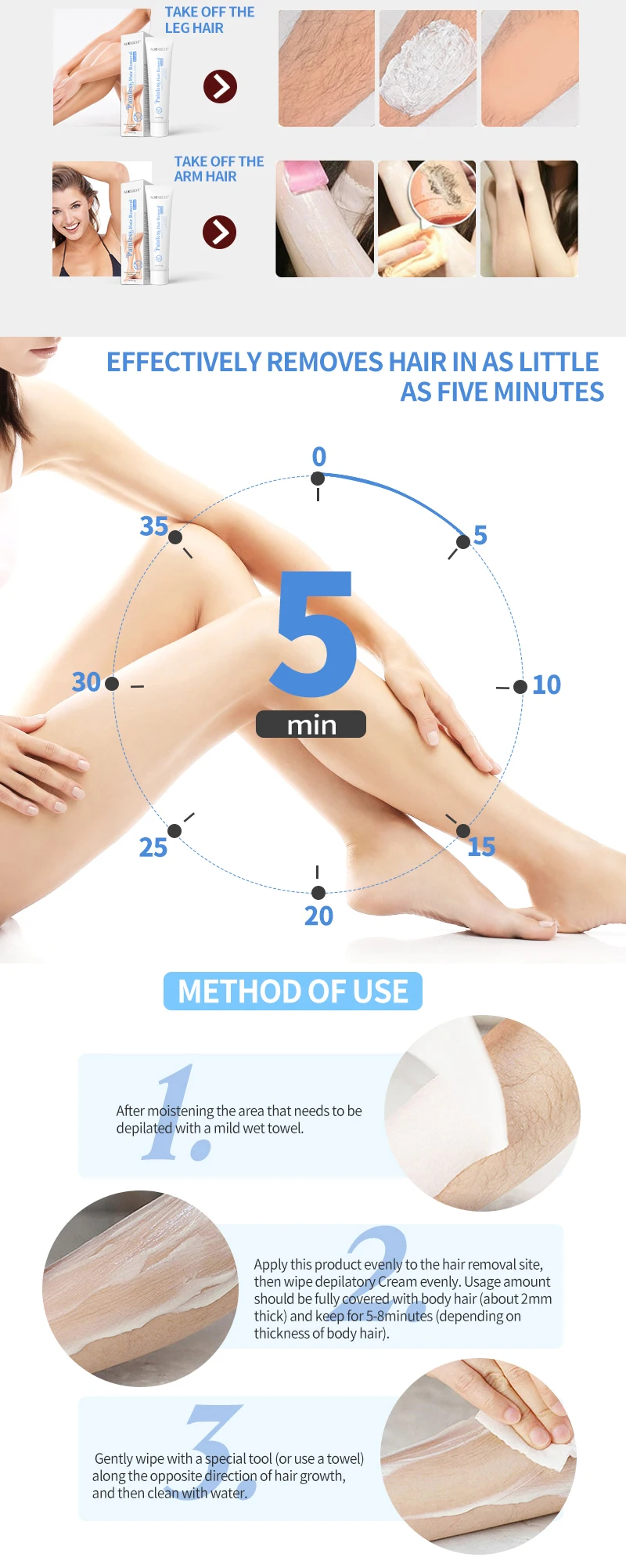 Painless Instantly Depilatory Cream Legs Hair Removal Cream Hair