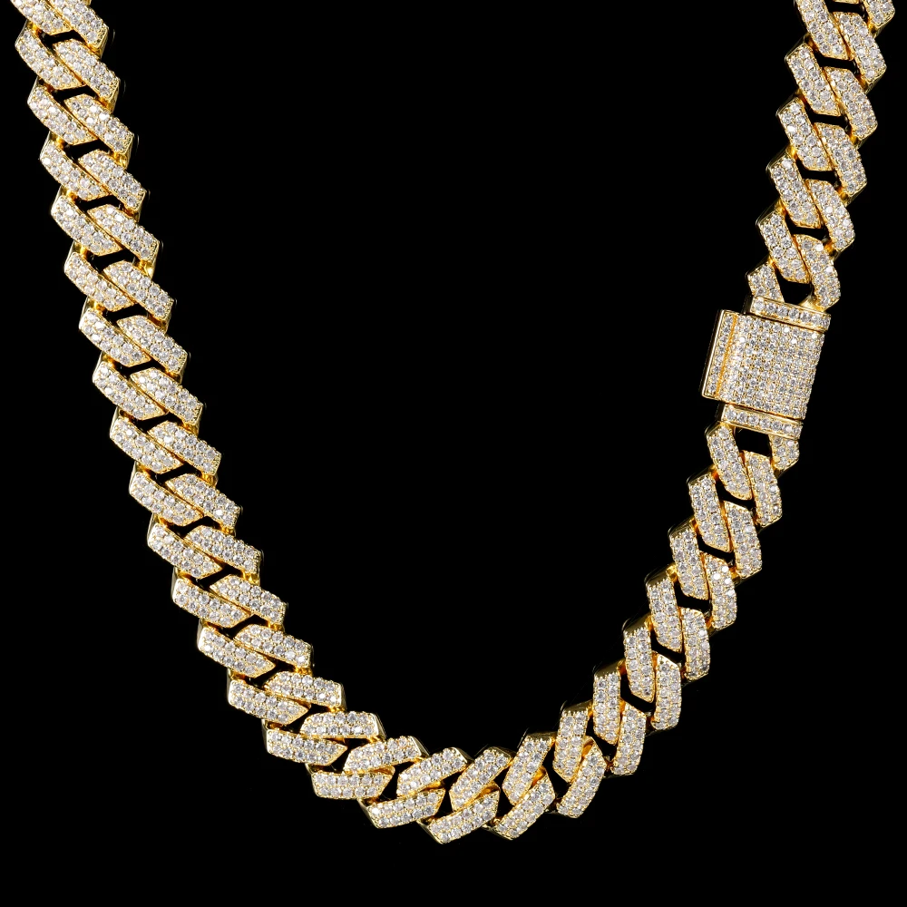 

Verena Dropshipping Hip Hop 14mm Gold Plated CZ Diamond Iced Out Men Cuban Link Chain Necklace, 14k/18k/white gold