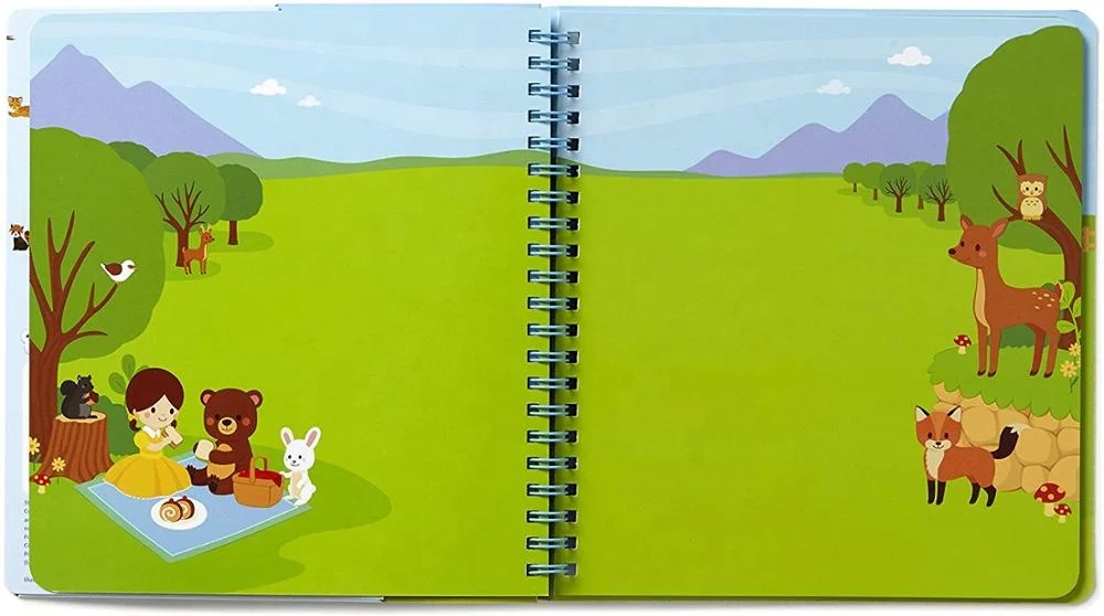 
Custom Spiral Bound Cardboard Kids Printing Children Sticker Book 