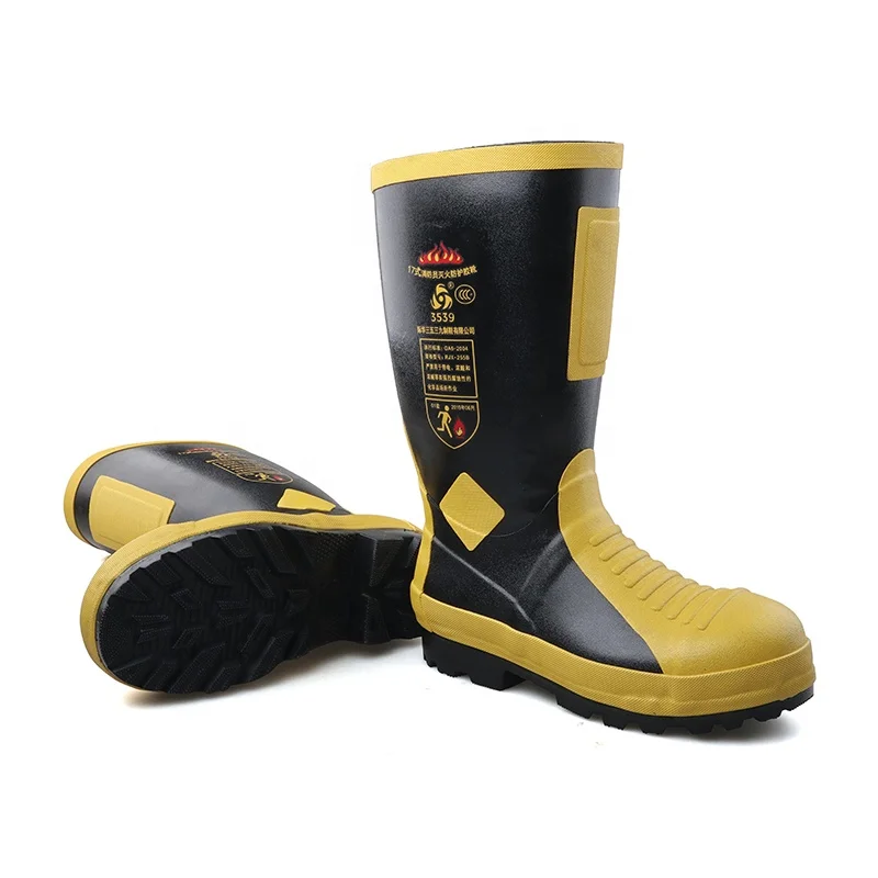 

3539 EN15090 Neoprene Rubber Firefighter Boots Fire Resistant Safety Shoes Fireman Boots with Aluminum Toe Cap
