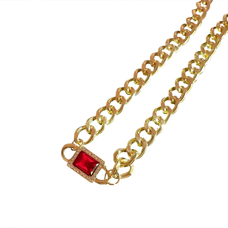 

Korea Fashion Metal Chain Crystal Pendant Trend Necklace Personality Clavicle Women's Necklace