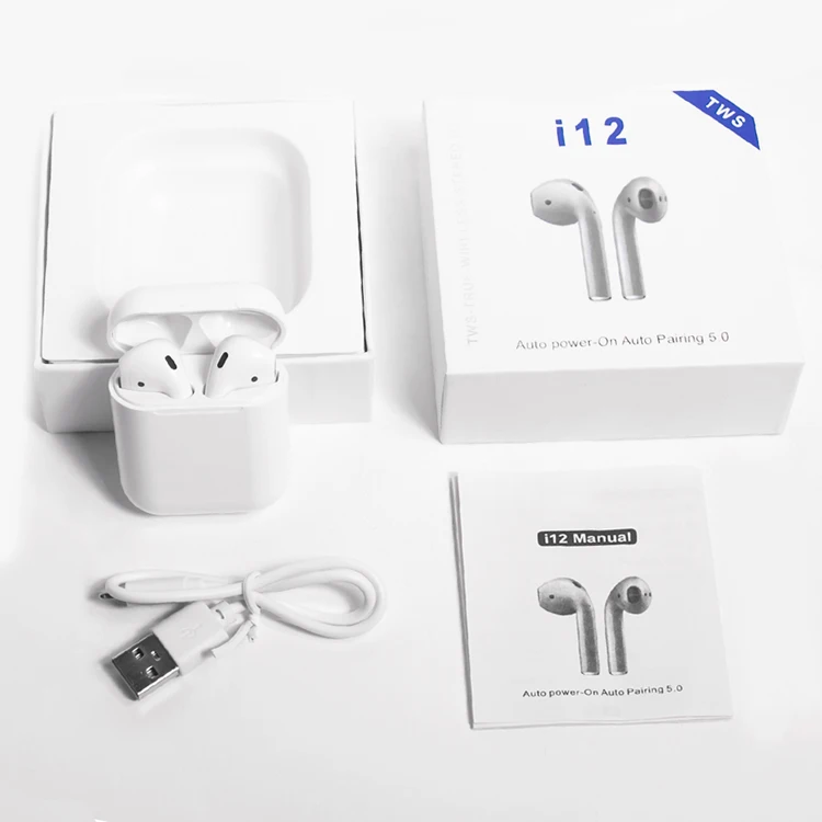 

original i12 tws auriculares bt auriculares de aire auriculares deportivos manos libres, White,