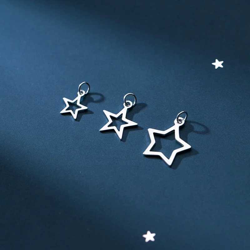 Hot Sales 925 Sterling Silver Hollow Out Star Fashion Charms for Jewelry Making Pendants