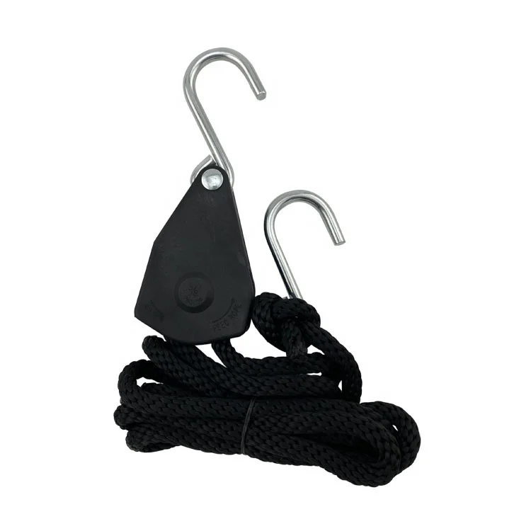 

3/8 Inch Hydroponic Yoyo Hanger and Kayak Rope Ratchet Tie Down, Black