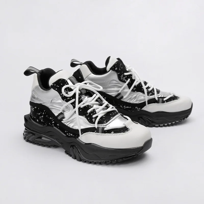 

PDEP genuine leather Luxury Thick bottom tie hot increase Custom men's sneakers, Colourful,grey,green
