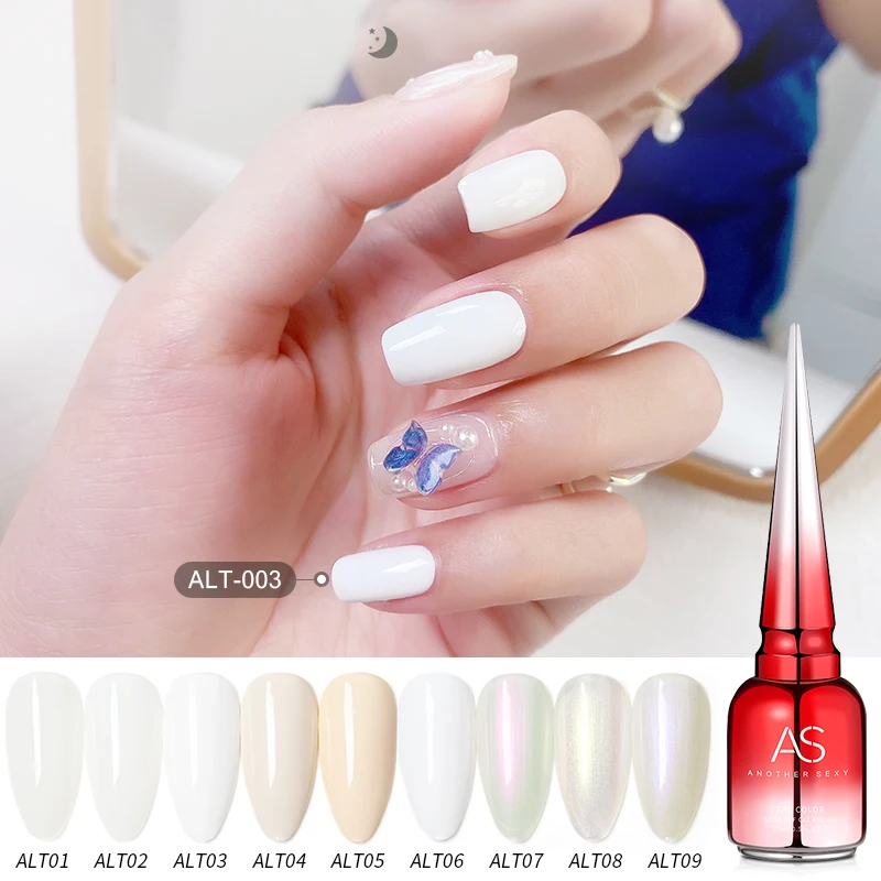 

AS Private Label Milky Color White Gel Nail Polish Soak Off Led Uv Pink White 15ml Gel Polish