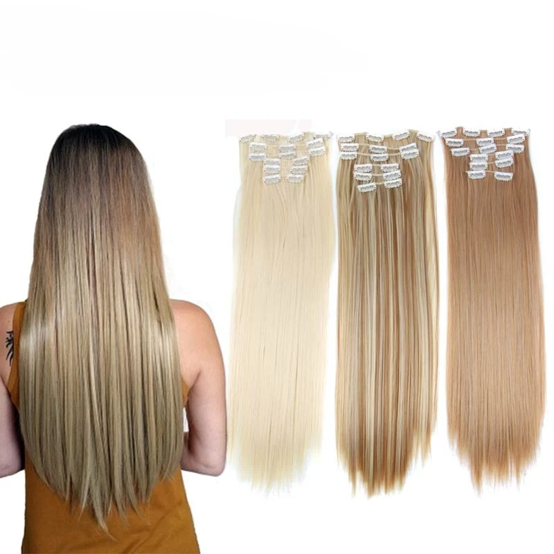 

free shipping clip in hair extension straight ponytail clip on hair extension synthetic quality fiber hair, All color