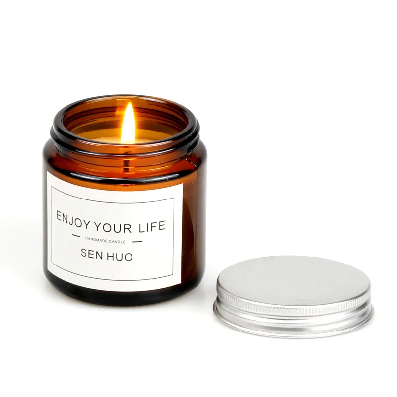 Wholesale Luxury Round Vintage Brown Amber Glass Empty Candle Jars With