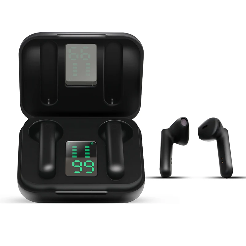 

China Led Digital Display Waterproof Ipx5 In-ear Hand Free Tws BT True Wireless Headset Earbuds Headphone Earphone, Black/white