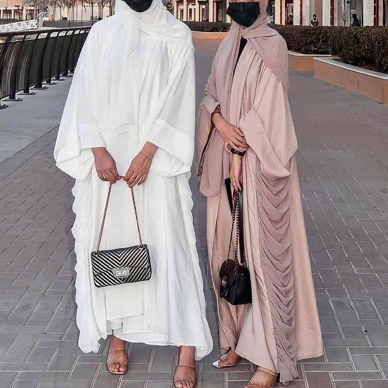 

New Arrival Unique Islamic Clothing Nida Kimono Chiffon Decoration Sides Muslim Open Abaya Islamic Dress, 3 colors in stock also accept customized