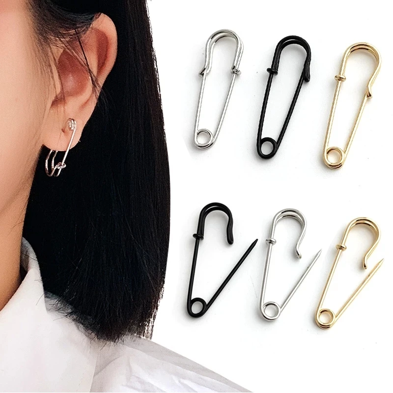 Trendy Gold Plated Stud Earrings Minimalist New Design Stud Earrings Minimalist Safety Pin Ear Hook Stud Earrings for Women