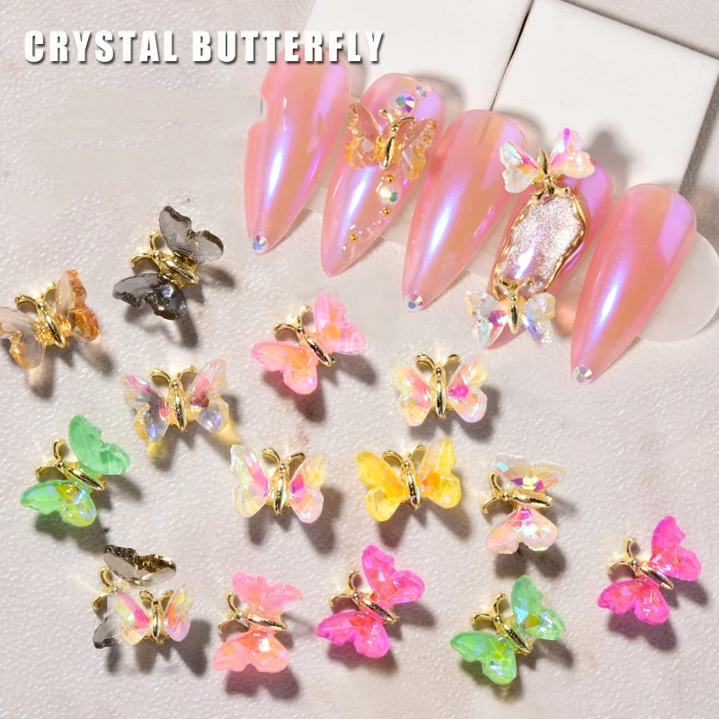 

Luxury Zircon Glass Colorful Clear Crystal Butterfly 3D Nail Art Finger Nail decorated Beauty Nail Sticker Fashion Accessory