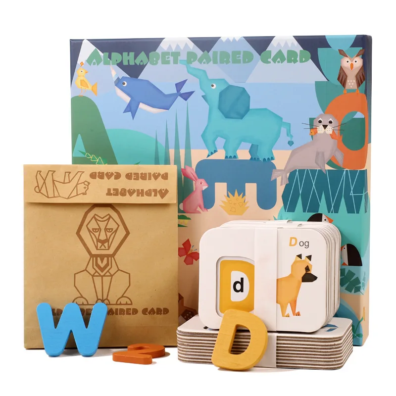 Children's Wooden New Letter Recognition Card Word Learning Matching Card Puzzle Fun Toy