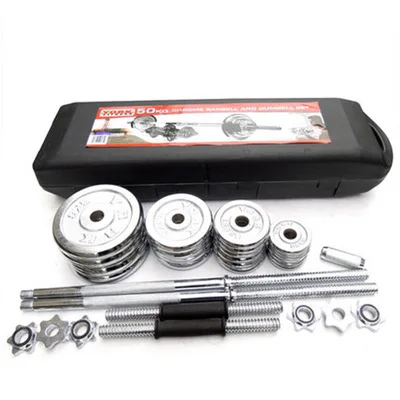 

IN STOCK DROP SHIPPING 20kg 30kg 50kg Adjustable Cast Iron Chrome Dumbbell Barbell Set