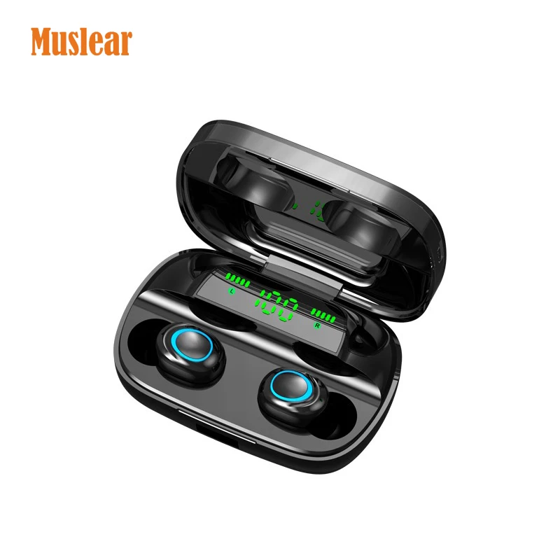 

3500mah 8D Ipx5 Led Display Touch Control Earbuds Headphone Headset Gaming TWS Wireless Earphones for Charging Mobile Phone, Black/white