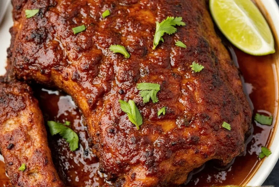 Platter of grilled pork slices with mojo