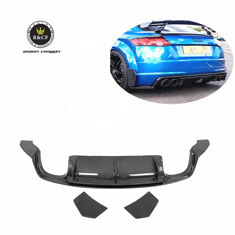 

TTS / TTRS MK3 Rear Diffuser Spoiler Carbon Fiber Rear Bumper Lip Diffuser with Side Splitter Spats Panel For Audi 2015-19