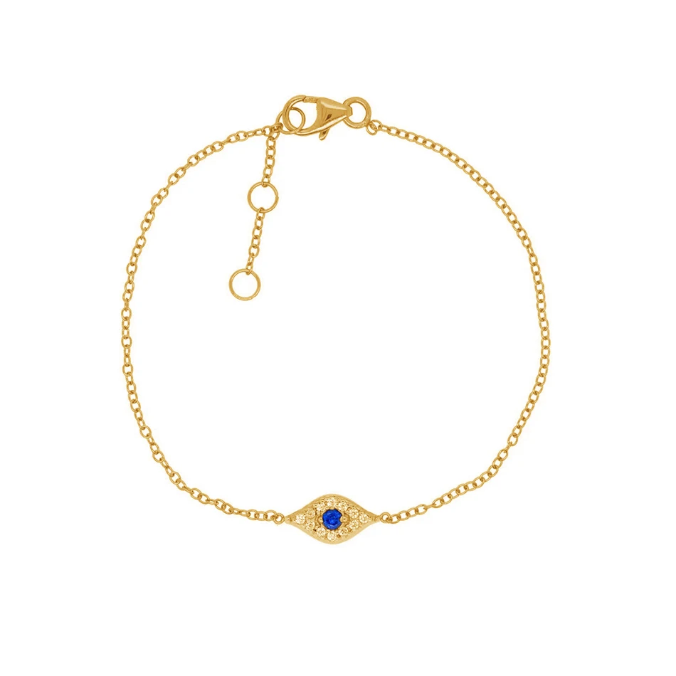 

wholesale fashion jewelry women 925 sterling silver bracelet 18k gold plated classic sparkle blue eye bracelet