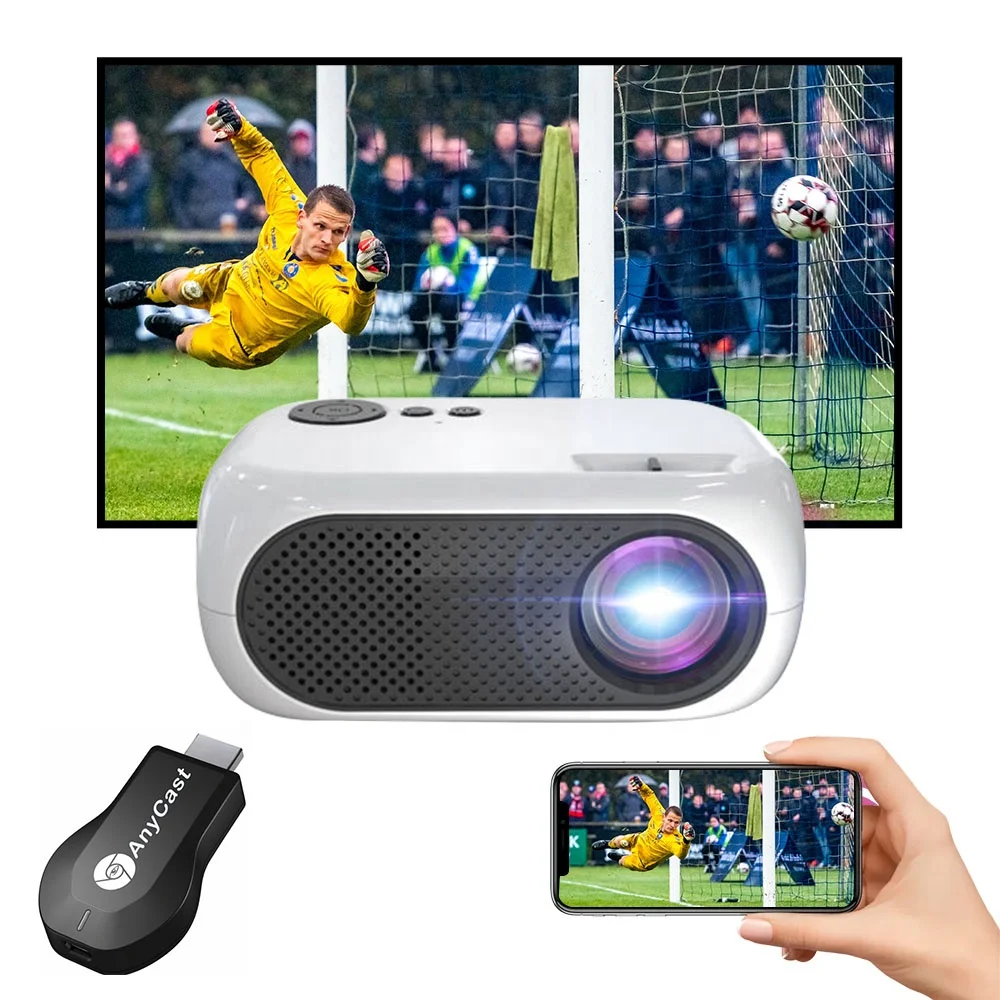 

XIDU Mini Projector Supports 1080p Full HD 480p LED Phone Projector for Android/iOS Phones Anycast Home Beamer, Red/black/white/yellow