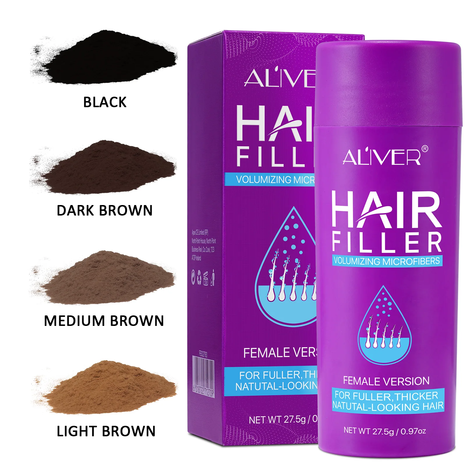 

ALIVER Long Lasting Keratin Hair Fiber Powder Spray Applicator Private Label Micro Hair Building Fibers For Female Hair Beauty