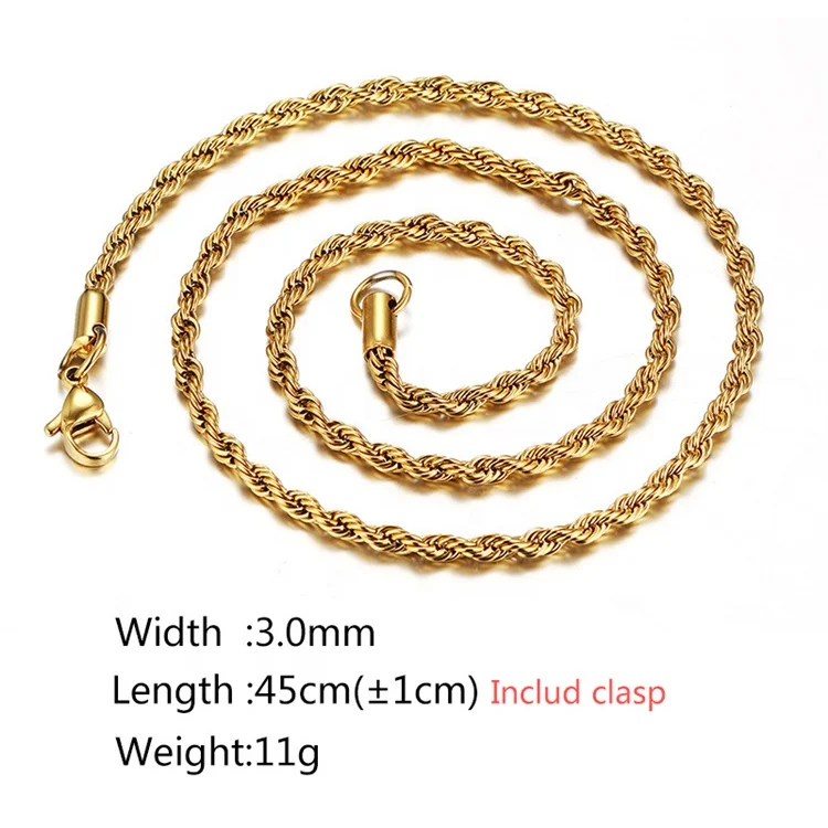 

High Quality Simple Fashion Stainless Steel Gold Plating Twist Chain Necklace