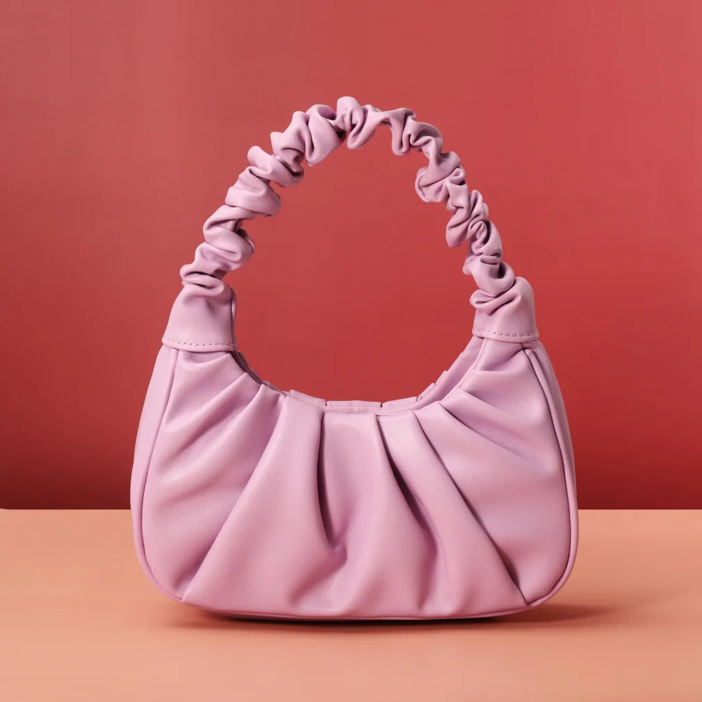 

New 2021 Ladies Designer Fashion Shoulder Bags Trendy Ins Ruched Handle Women Pleated Underarm Bag Dumplings Chic Messenger Bag, 4 colors as picture