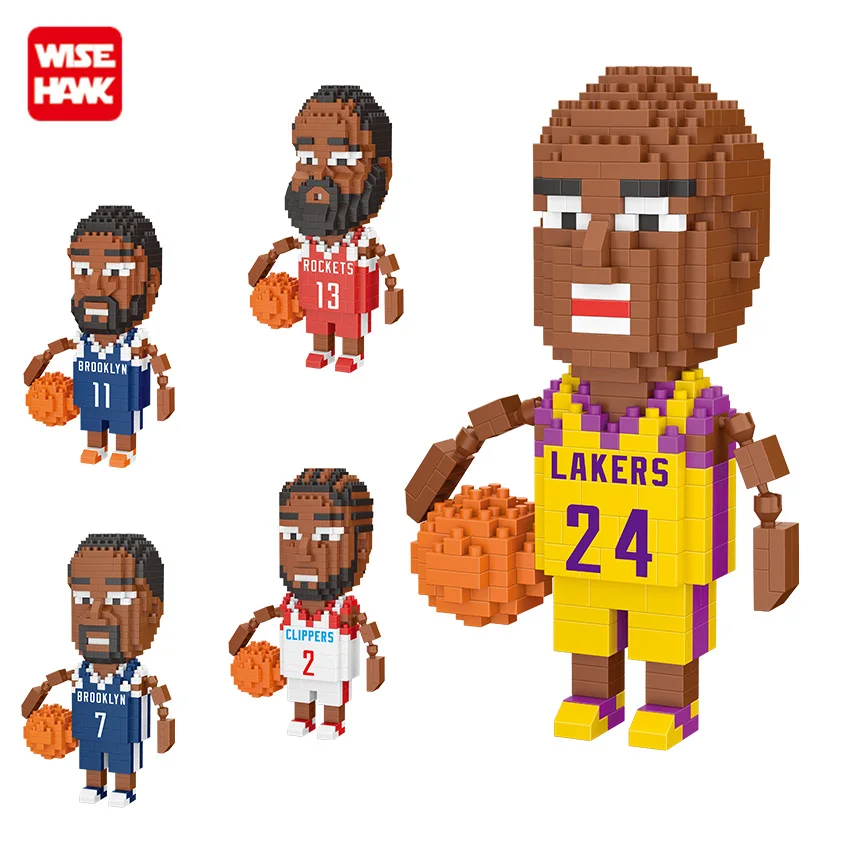 Wisehawk Mini Action Figure DIY Educational 3D Model Micro Basketball Player Harden Curry James Construction Toy Teens Adults