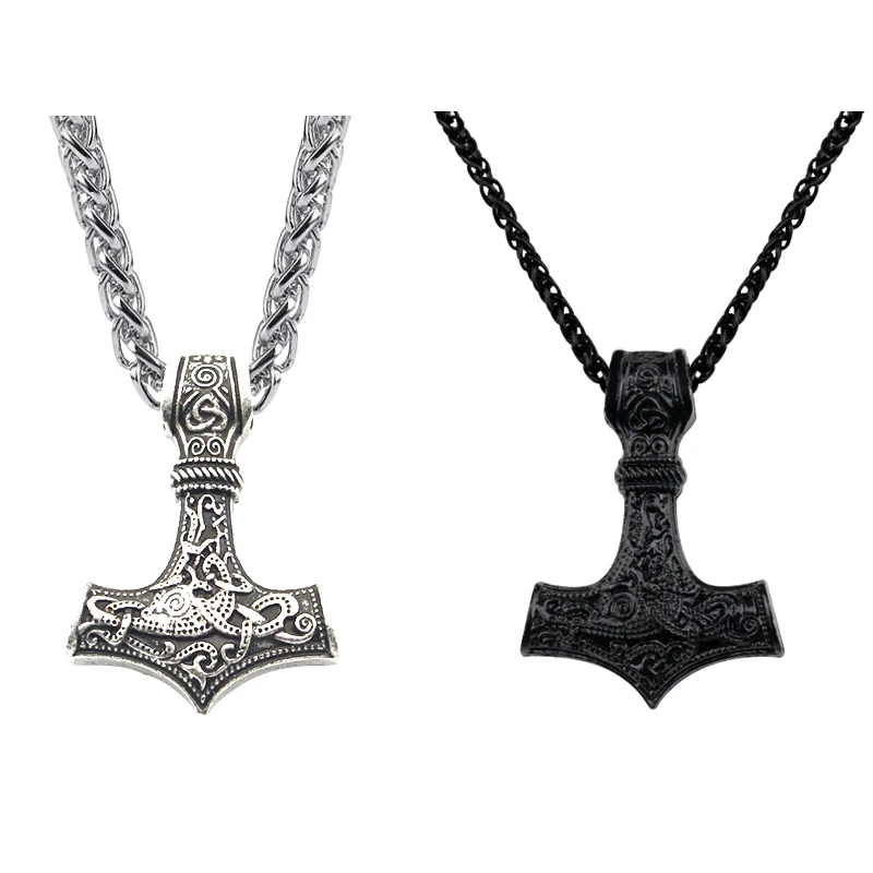 

Drop shipping one piece New Fashion Vintage Norse Viking Thor's Hammer Mjolnir Pendant Necklace for Men