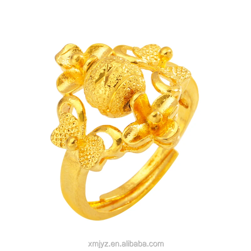 

Cross-Border New Butterfly Ball Ring Brass Gold-Plated Net Red Live Open Ring Female Ins Wind Ring