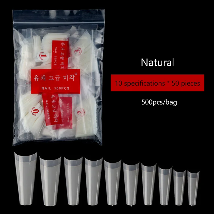 

Wholesale Custom 500Pcs/Bag Artificial Half Cover Clear Acrylic French Coffin Shaped Fingernails False Nail Tips