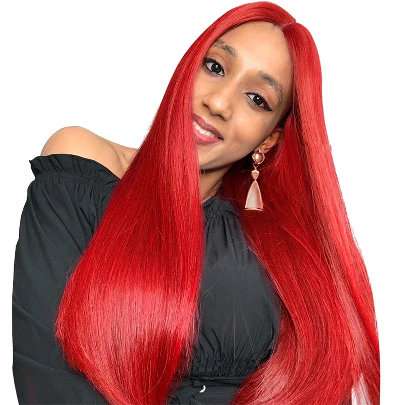 

Red Lace Front Human Hair Wigs Straight 13x4 Brazilian Transparent Lace Front Wig Burgundy Remy 99J 360 Lace Front Wig Pre pluck