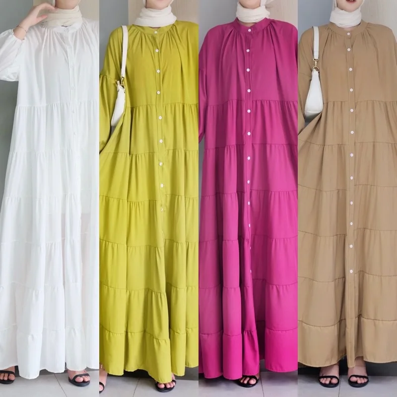 

IDS abaya women islamic clothing muslim prayer robe solid long skirts for women muslim, 4 colors