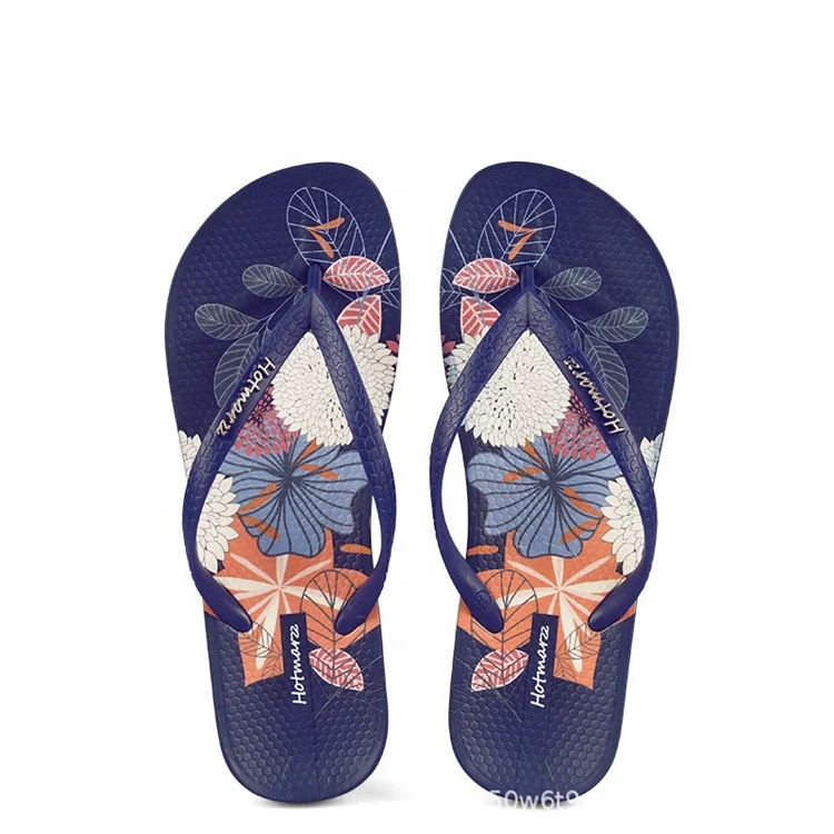 

Hotmarzz summer casual cool clipping beach shoes comfortable good elasticity customized print slippers lady women flip-flops