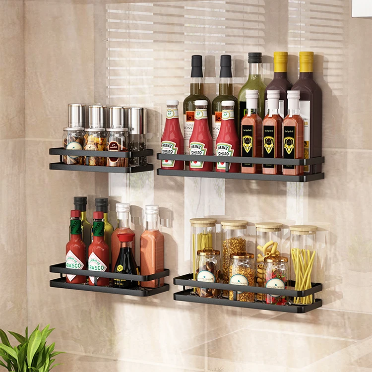 

stainless steel hanging wall mounted spice rack organizer metal for countertop set kitchen, Natural