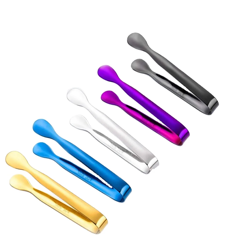 

Factory Direct Food Grade Metal Sugar Bread Tongs Mini Stainless Steel Ice Tong With Logo, Silver/gold/rose gold/rainbow/black