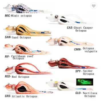 

high quality 60g-340g soft plastic mustad octopus lure with jigging hook, Five colors