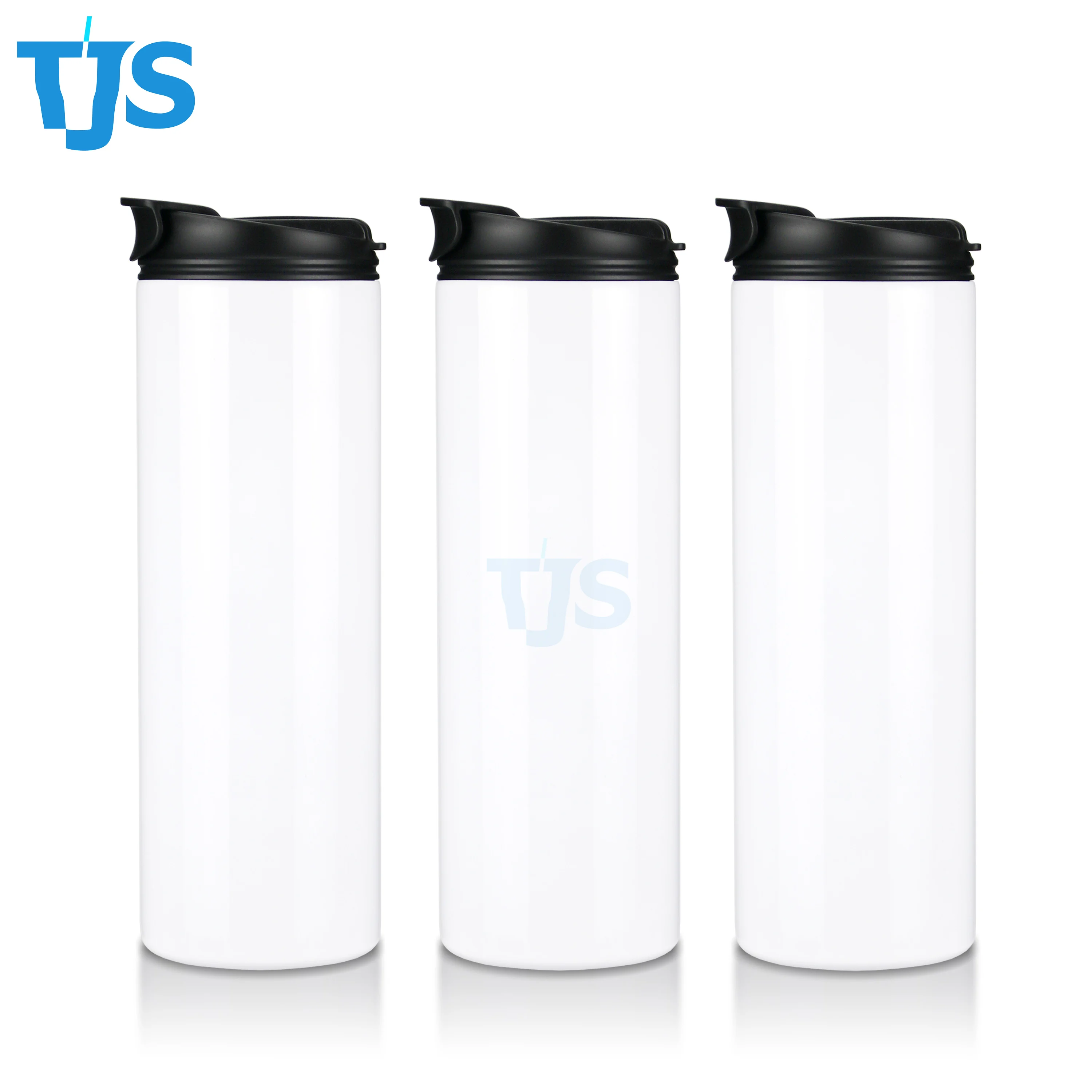 

TJS 20oz Sublimation Straight Skinny Tumblers Double Wall Stainless Steel Plain White Color Travel Mugs with Dual Lids