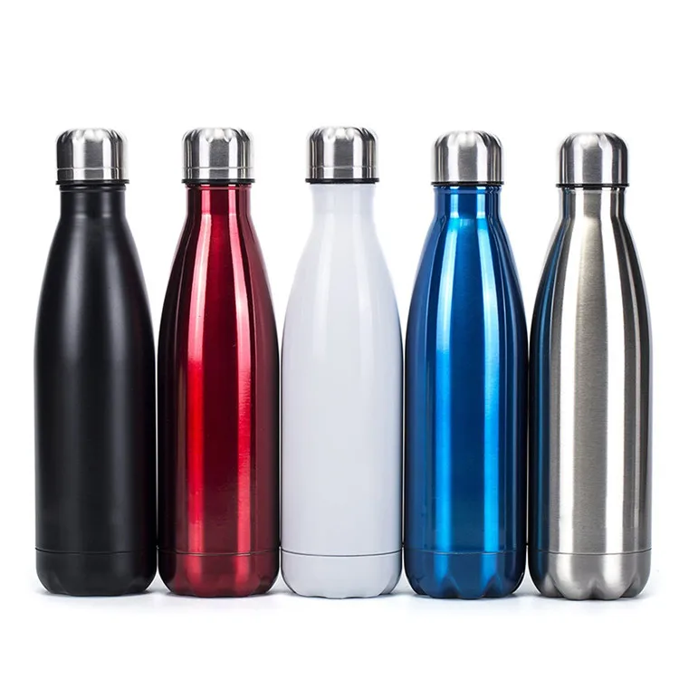 

H40 17oz Insulated Cup Travel Double Wall Vacuum Cola Shape Water Bottle With Lid Stainless Steel Tumbler Cup, 5 color