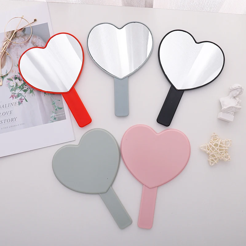 

Yunxi light pink custom logo mall cosmetics espejos de mano plastic makeup heart shape mirror vintage hand mirror, Black,white,light pink,hot pink,light blue,light green