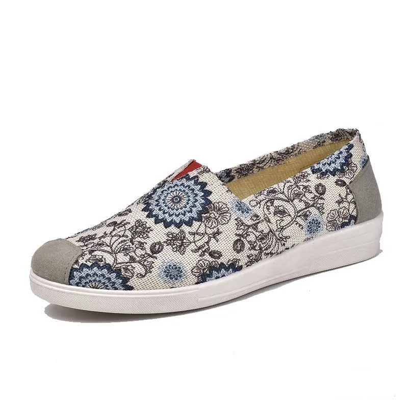 

Newest Summer Colorful Flowers Casual Womens Canvas Slip-on Sneakers Women Shoes, As picture