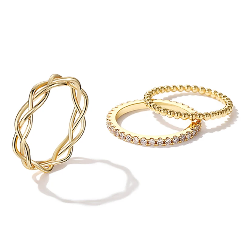 

Charare alloy 18k gold plated braided hollow ring combination women accessories