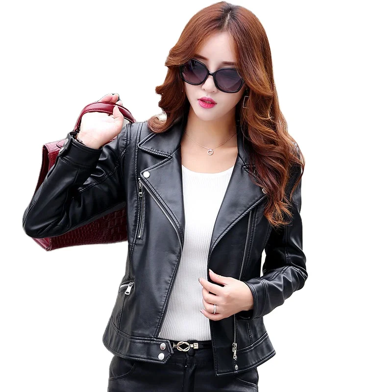 

Leather Women's Short Jacket Slim Leather Jacket Ladies Motorcycle Leather Jacket 2020 Autumn New, Show