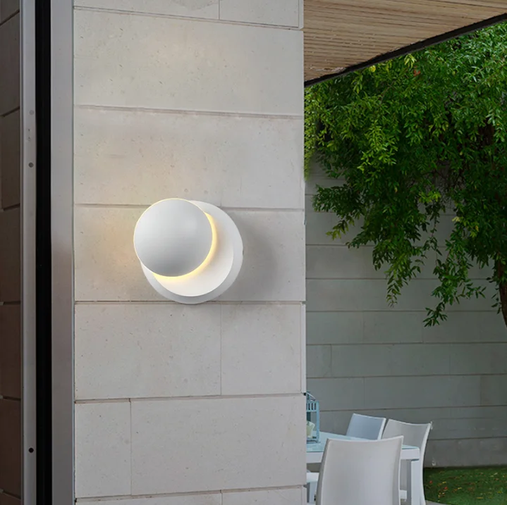 modern creative iron black white hole design nodic bedroom round moon led wall lamp