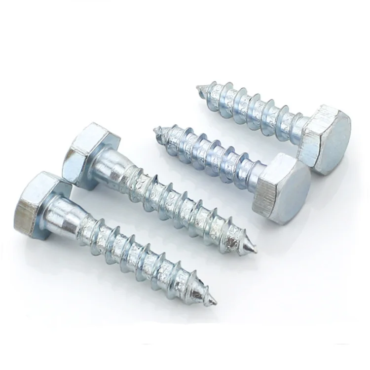 
factory direct DIN571 zinc plated hex head wood screw 